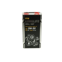 HUILE MOTEUR -  5W30 POUR MANNOL 7715 LONGLIFE 504/507 (7715 O.E.M. FOR VW, AUDI, SKODA) 5L ---