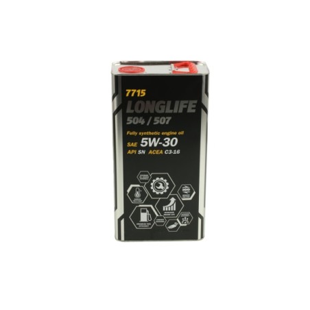 HUILE MOTEUR -  5W30 POUR MANNOL 7715 LONGLIFE 504/507 (7715 O.E.M. FOR VW, AUDI, SKODA) 5L ---