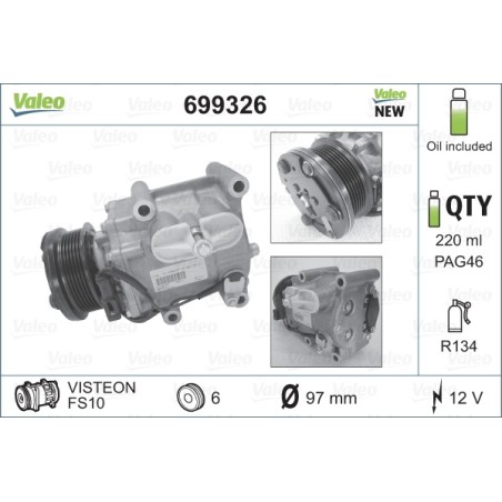 COMPRESSEUR, CLIMATISATION POUR FORD TRANSIT CONNECT 02