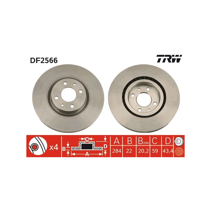 DISQUE DE FREIN POUR FIAT DOBLO 00