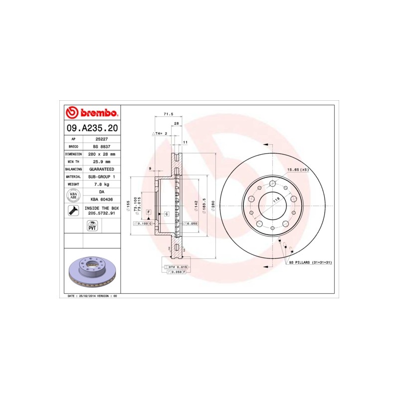 DISQUE DE FREIN POUR FIAT DUCATO 06