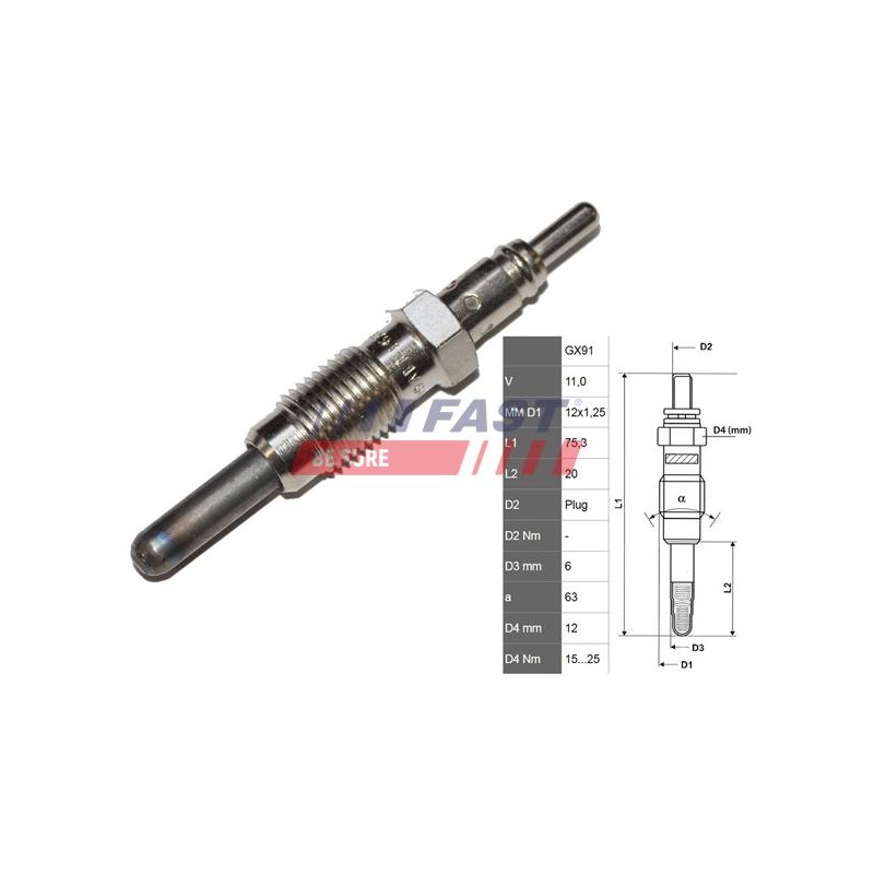 BOUGIE DE PRÉCHAUFFAGE POUR FIAT DOBLO 00